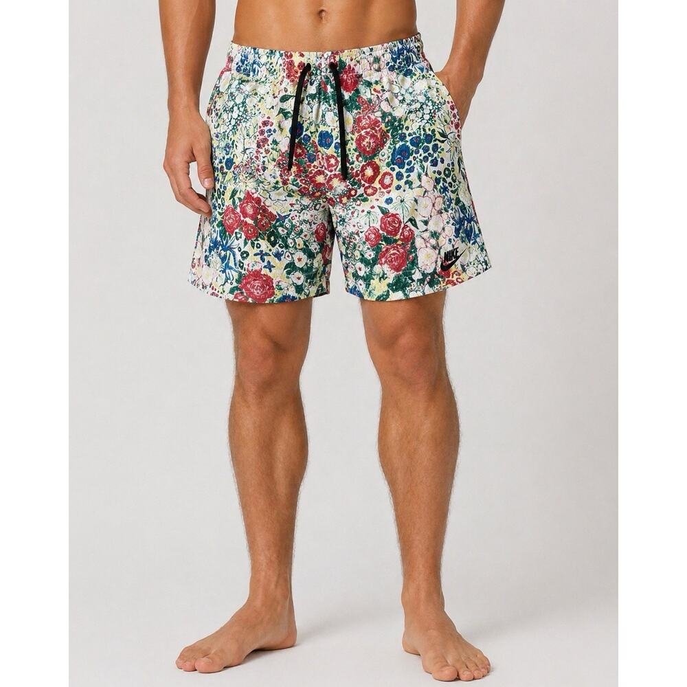 Nike MESH Club Flow Floral Athletic Shorts Multicolor All Over Print Mens Small
